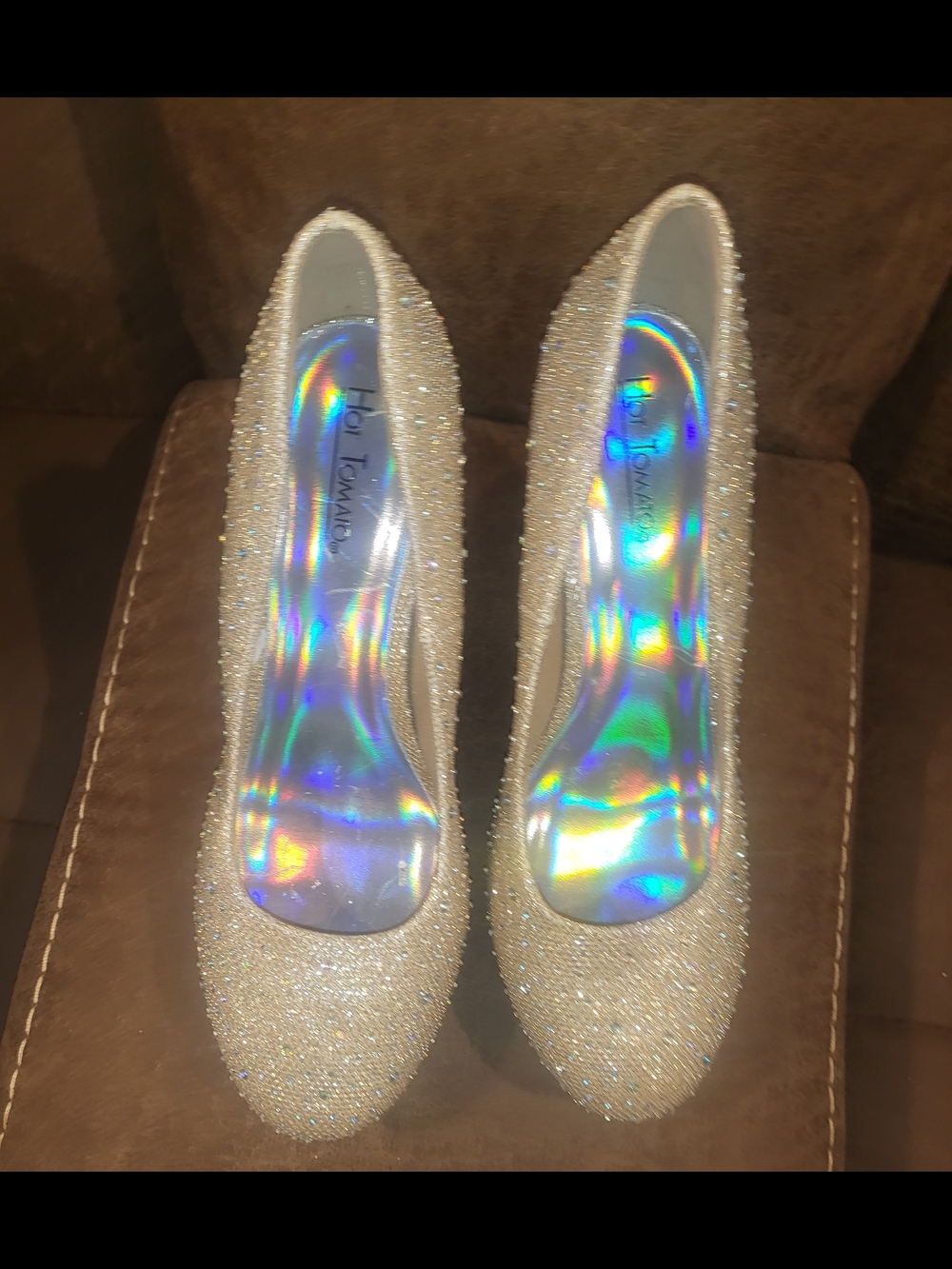 Hottest Women's Glitter Court Heels - Champagne